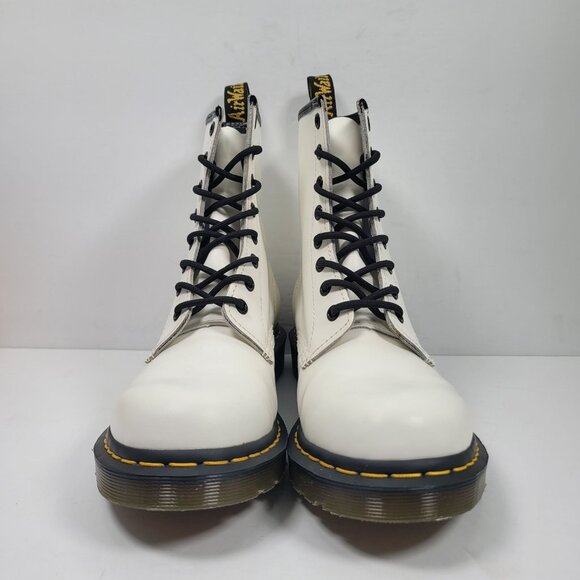 Dr. Martens Women's White Smooth Leather Lace-Up Boots 11821 US Size 9 - Picture 4 of 10